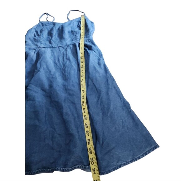 LC Lauren Conrad Chambray Denim Sundress Sz Small Spaghetti Strap Open Back Fit - Picture 5 of 8